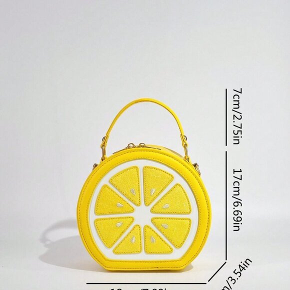 Yellow Casual Women's Fruit Shaped Crossbody Y2k Sequin Patchwork Shoulder Bag - Picture 5 of 11